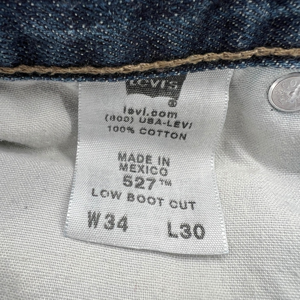 Levis 527 Low Boot Cut Jeans Mens 34x30 (fits 34x29) Dark Wash Blue Cowboy Y2K‎ - Picture 5 of 11